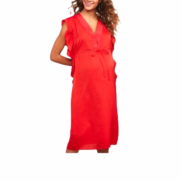 NWT🎉HP MOTHERHOOD MATERNITY FLUTTER RED DRESS - Picture 2 of 5